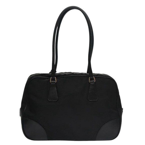 PRADA Shoulder Bag Nylon Leather Black Silver Auth 109083 - Picture 3 of 16